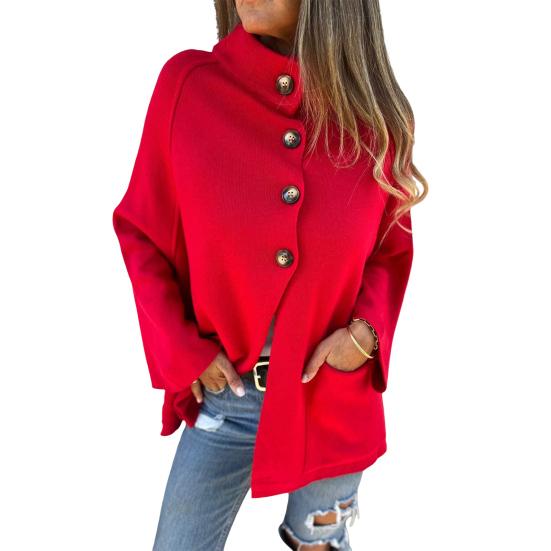 Зимняя женская трикотажная куртка с воротником-лацканом, однобортный кардиган с длинными рукавами, верхняя одежда с карманами, теплое, сохраняющее тепло пальто для поездок на работу