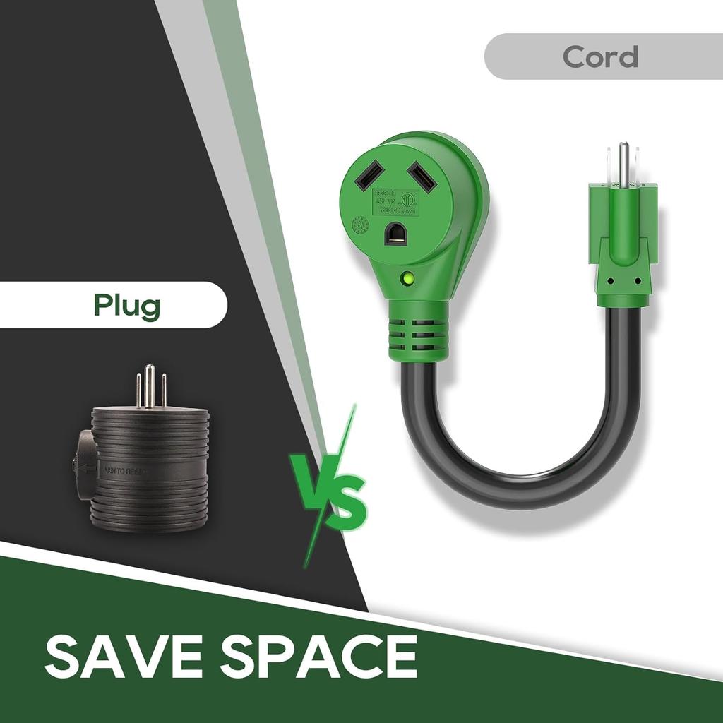 RVGUARD Защита от перегрузки Вилка адаптера питания для дома на колесах Автоматический выключатель, 30 ампер на 110 вольт Вилка адаптера для дома на колесах, NEMA 5-15P на NEMA TT-30R Электропитание