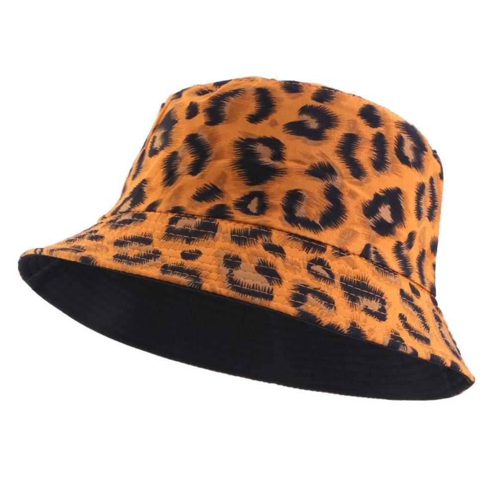 Double-Sided Bucket Hat Leopard Patterned Sun Cap Beach Sun Protect Hat Outdoor Travel