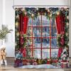 Рождественская шторка для душа Елка Подарки Зимний лес Кедр Природа Пейзаж Дом Настенный гобелен Тканевые шторы для ванной Декор