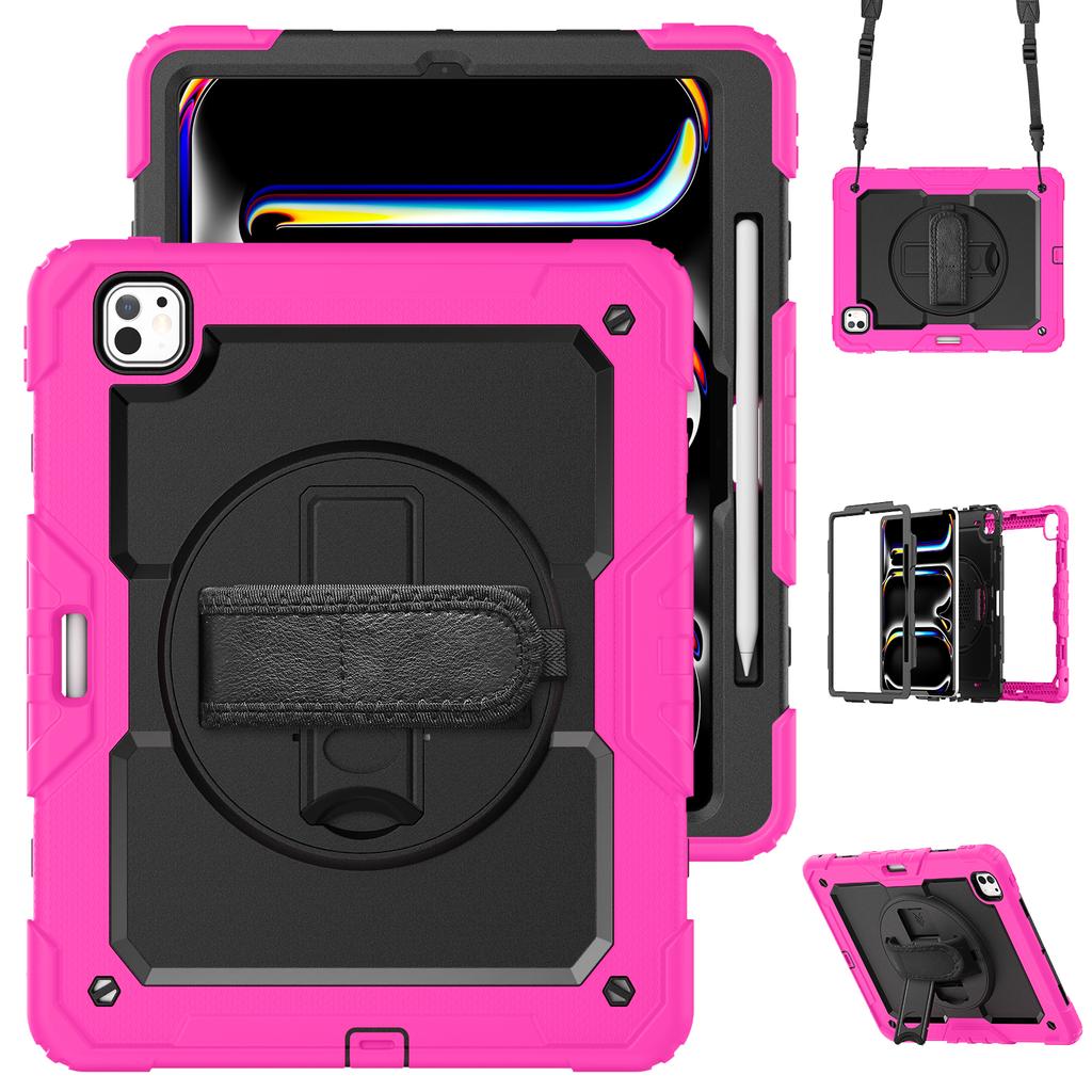 Для iPad Про 13 (2024) Чехол-подставка PC+Силикон для планшета с защитной пленкой для экрана/Ремешком на плечо