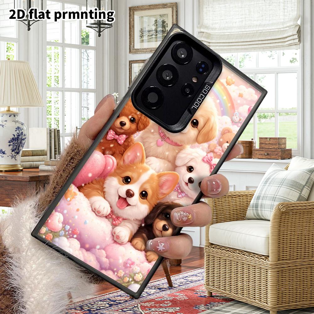 Phone Case: 2D Flat Samsung Galaxy A34 A35 M05 M06 S20 S22 S21 FE Plus 5G Protective Case, Couple Style, Rainbow Cute Dog, Christmas and Halloween Gif