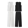 Kaslead New Arrival Women's Clothing Fashion Style Fashion Minimalist round Neck Sleeveless Vest Top Casual Pants Suit