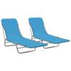 Day and Night - Day and Night Folding Loungers 2 Units Steel and Blue Fabric