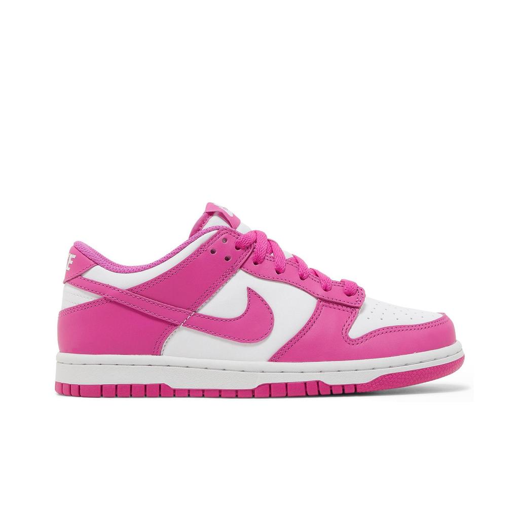 Nike Dunk Low Grade School 'Active Fuchsia' (Unisex) White / Active Fuchsia Kids' Skateboarding Shoes FJ0704 100