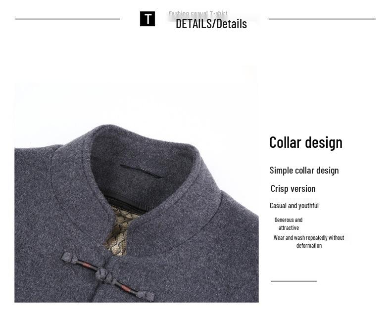 Мужской зимний ретро-пальто в китайском стиле Mancibo со стойкой и съемной пуговицей-лягушкой.