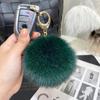 1PC Fluffy 9cm Fox Fur Bag Pendant Car Keyring Pompom Ball Keychain Gift Metal Ring Fashion Charm