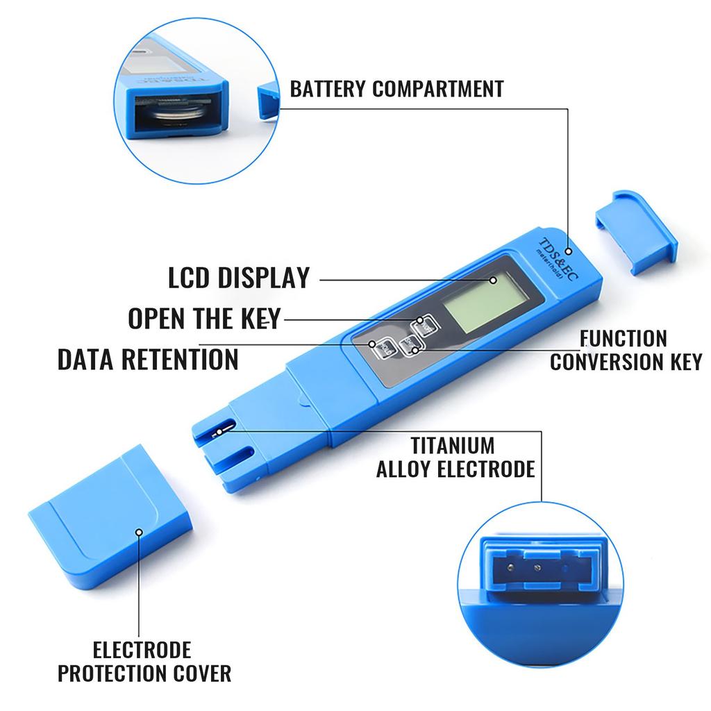 Синий портативный тестер качества воды «три в одном» для измерения проводимости