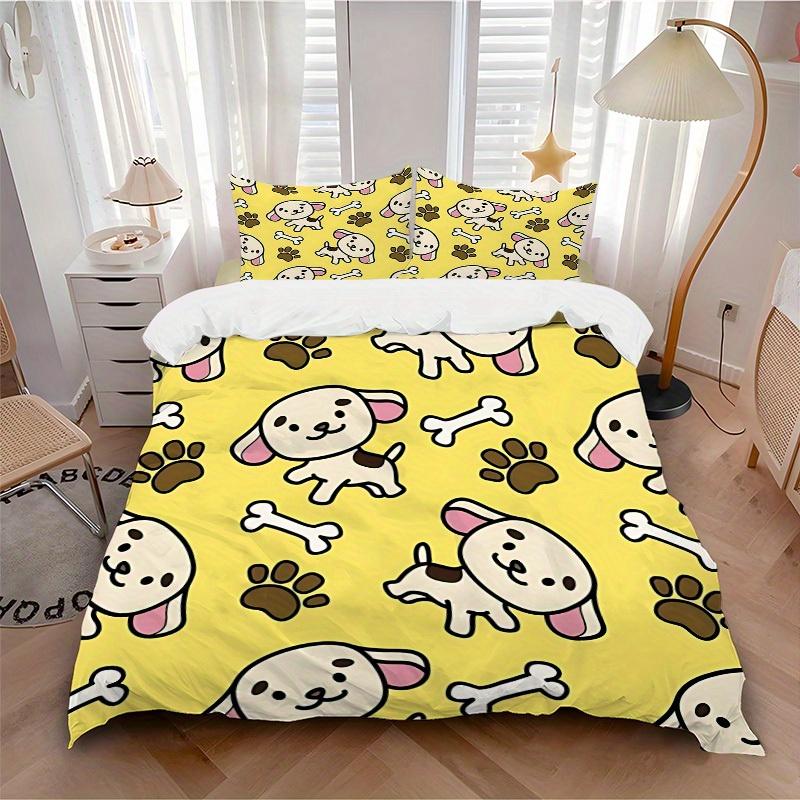 3pcs set Dogs Bones 1 Quilt Cover + 2 Pillowcases, All Seasons Bedroom Setting, Perfect for Home and Dorm Decor a146
