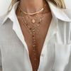 SHIXIN 5Pcs/Set Fashion Y-Shaped Colorful Crystal Clavicle Chain Women Boho Exquisite Gold Color Cross Pendant Necklace Jewelry