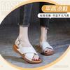 2025 New Summer Cowhide Cross Flat Heel Soft Sole Daily Casual Breathable One-word Buckle with Lightweight Roman Sandals Women