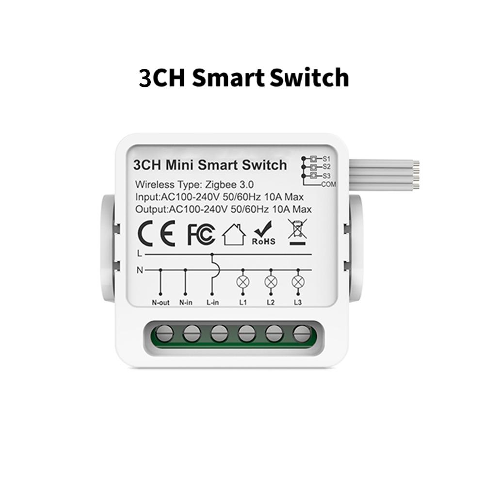 Tuya ZigBee 3.0 Умный модуль переключателя 1/2/3/4 канала Двухстороннее управление Автоматический выключатель Таймер Работает с Alexa Google Home Приложение Smart Life