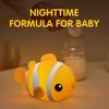 Cute LED Night Light Rechargeable Clownfish Silicone Patting Nightlight Timing For Kids Birthday Gift Bedroom Atmosphere Decor