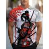 Men's Casual Short-sleeved T-shirt Casual Print Cool Female Warrior, Polyester Fiber Material, Round Neck, Breathable and Soft