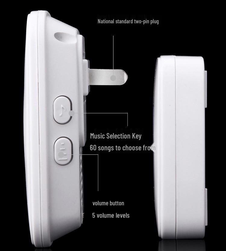 Wireless Long-Range Smart Doorbell with Remote Control, Compatible with EU, US, UK, and AU Plugs.