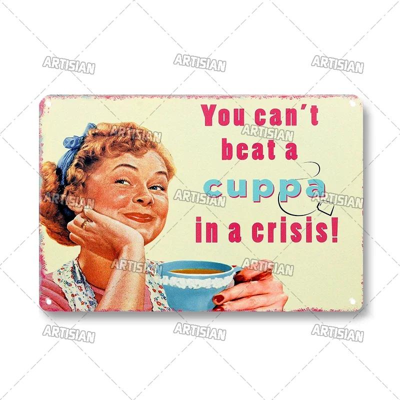 Vintage Coffee Metal Tin Sign pc Retro Tea Time Poster Decorative Plate Industrial Wall Decor for HomeBarCafe