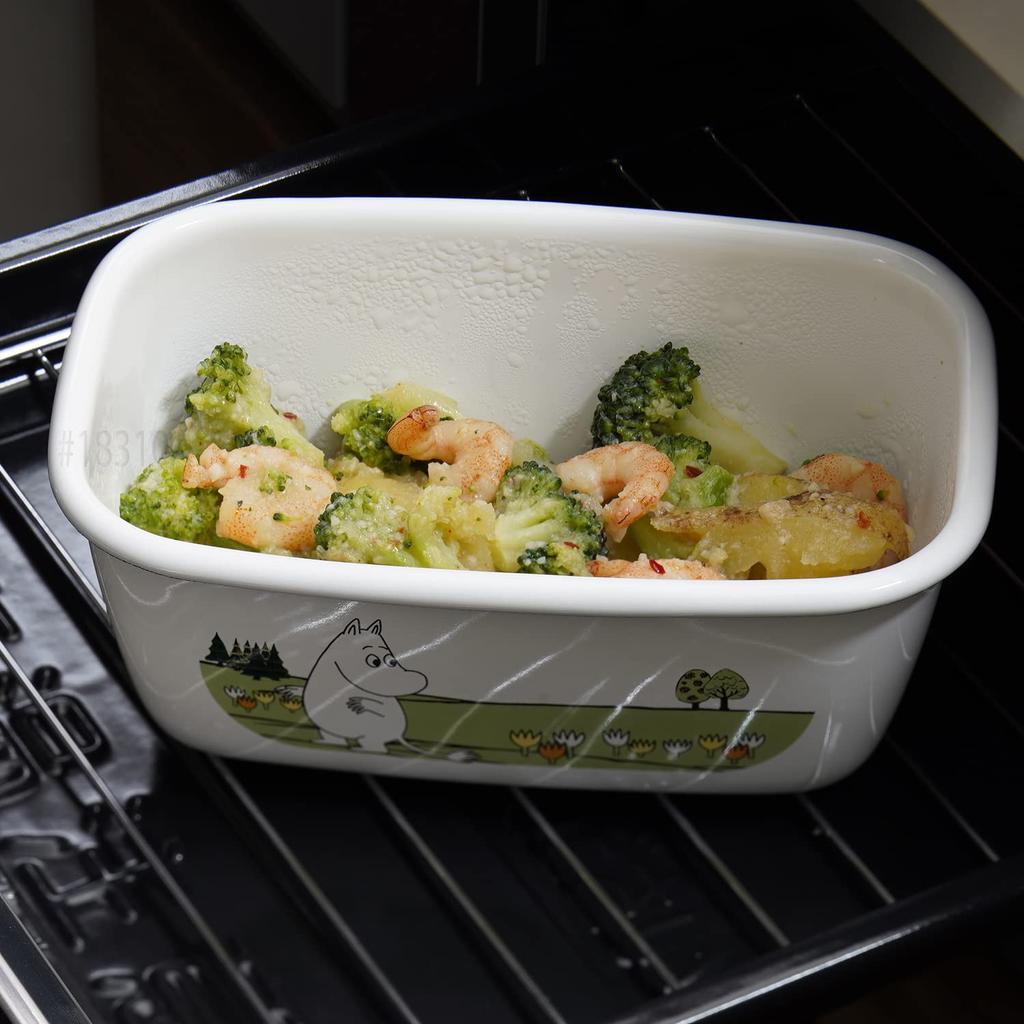 Fuji Horo Контейнер для хранения квадратный средний, эмалированный, неглубокий, контейнер, размер, Муми-тролль, оливковый, MTG-B2