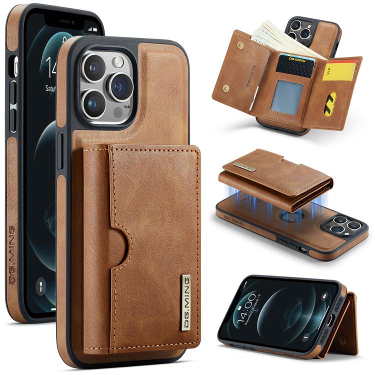 DG.MING M6 Series RFID Tri-fold Card Bag Removable Leather Phone Case
