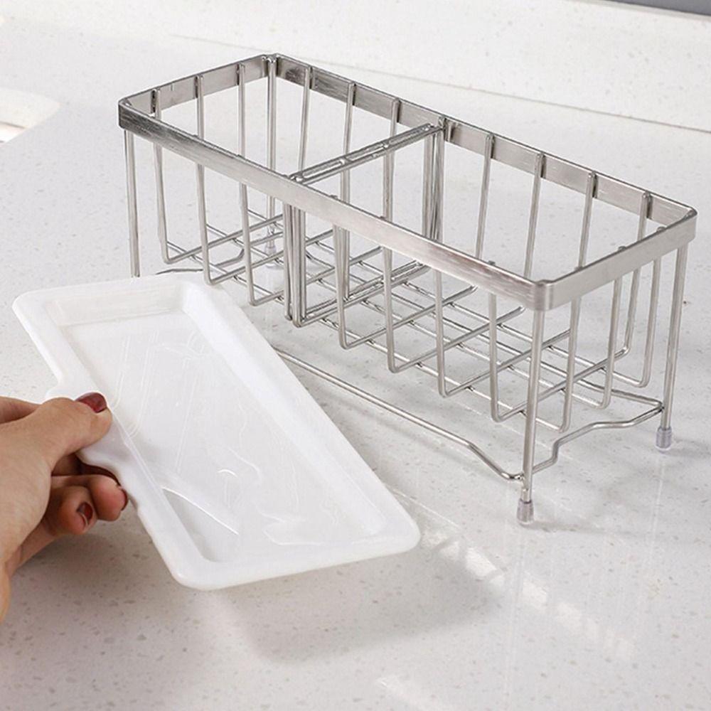 Нержавеющий держатель для кухонной губки Самодренажная сушилка Органайзер Стойка для кухонной раковины Столешница