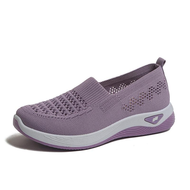Женские дышащие слипоны Легкие повседневные кроссовки с круглым носком Удобные кроссовки