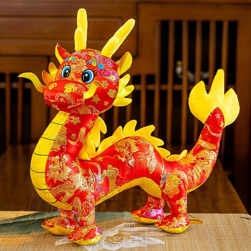 Мягкая игрушка-талисман «Год Дракона» в костюме Тан, имитация куклы-дракона, кукла китайского зодиака «Дракон»