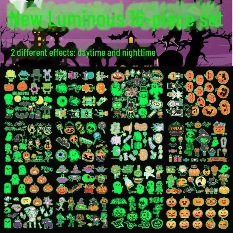Детские наклейки-татуировки с героями мультфильмов на Хэллоуин — милые тыквы, привидения, черепа, водонепроницаемые и прочные
