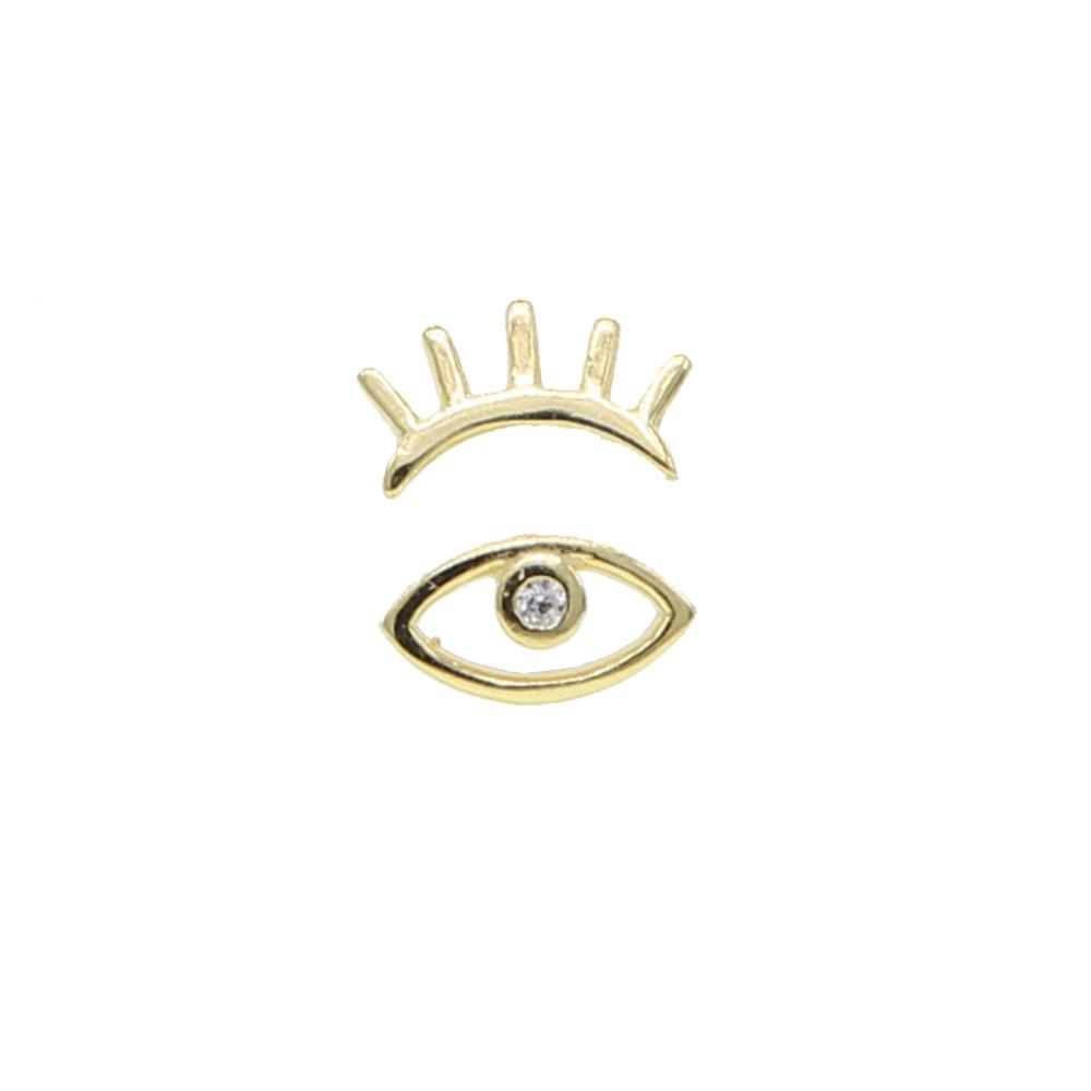 Finally Sale Simple Mini Cute Eyelash & Eye Type Ear Fine Jewelry Anti Allergy Gold Silver Plated Bling CZ Eyes Stud Earring