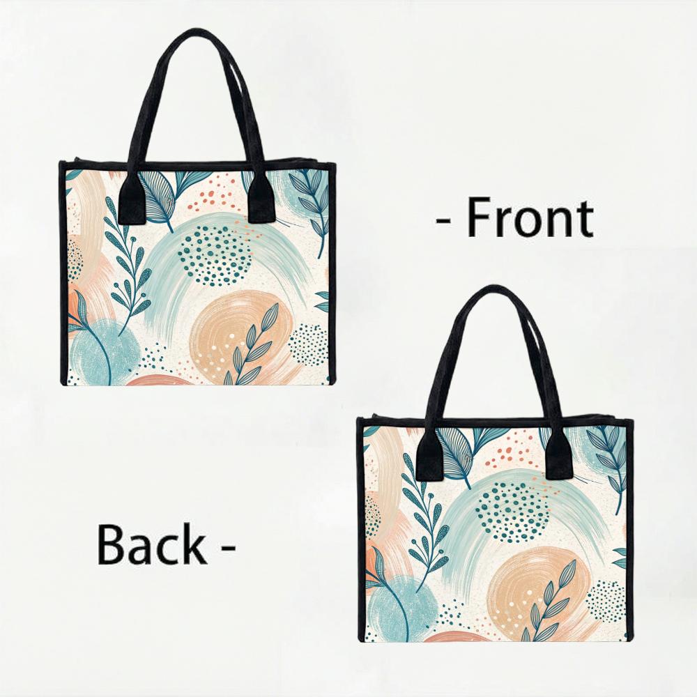 Boho Floral Print Tote Bag Fashion Casual Large Capacity Daily Use Shoulder Handbag