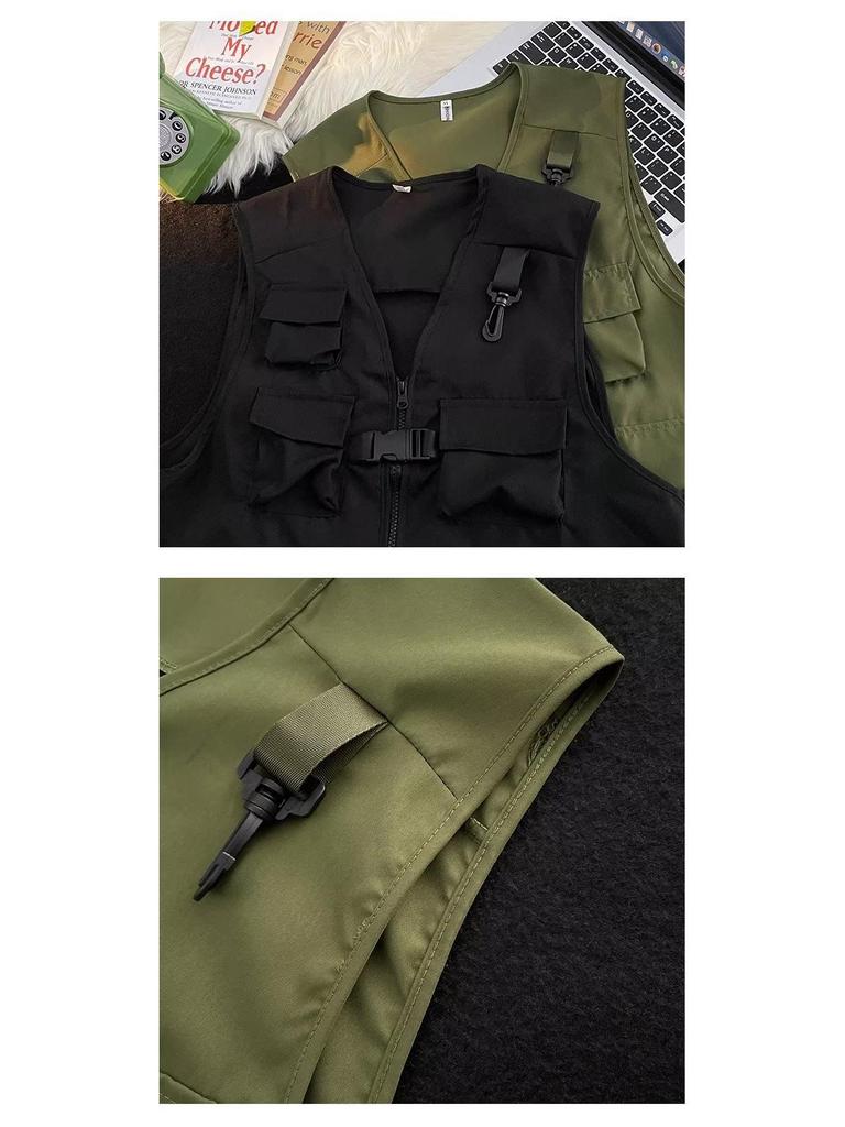 Мужской рабочий жилет с множеством карманов 2023: Нишевый дизайн, уличный хип-хоп стиль, куртка без рукавов