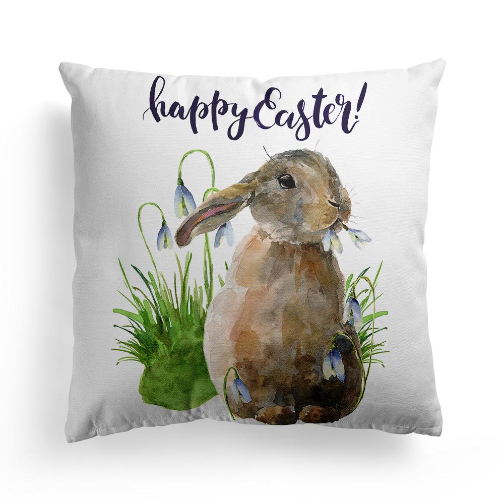 Пасхальная наволочка Скандинавский фестиваль Кролик Цветы Гирлянда Дом Персиковый Кожа Бархат Подушка Наволочка