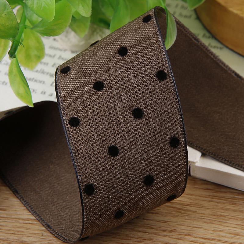 Korean Polka Dot Flocked Ribbon Bow for Children's Hair and Clothing Accessories