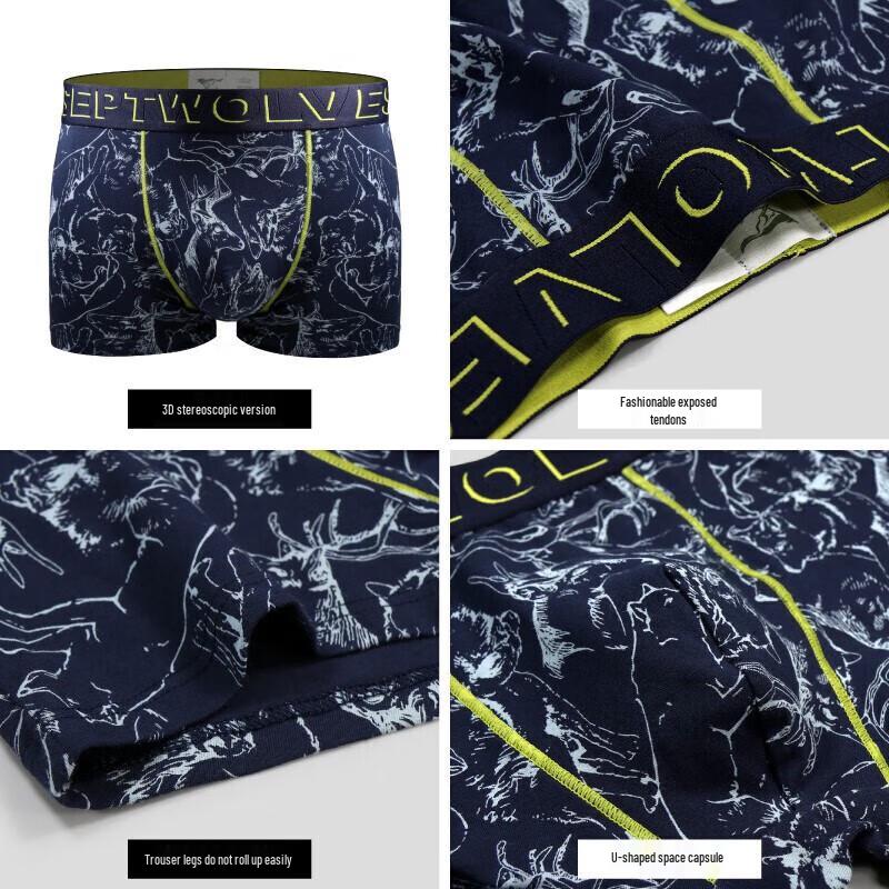 SEPTWOLVES Мужские дышащие антибактериальные хлопковые боксеры-брифы, 3 шт.