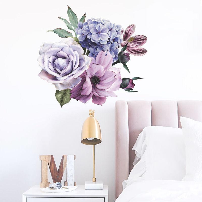 Цветочные наклейки Гостиная Стена Фон Наклейки На Стены Спальня Комната Стены Украшения Наклейки Обои Самоклеящиеся Наклейки