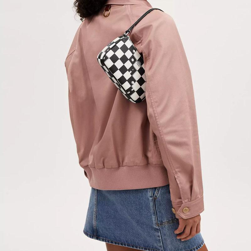 Coach Сумка через плечо Nolita 19 с клетчатым принтом из покрытого холста и переработанной кожи Женская сумка через плечо Черная CR394-SVA16