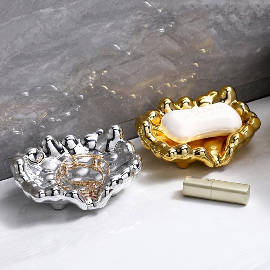 Быстрый сливЗолотой/Серебристый цвет Мыльница Раковина Столешница Подставка для хранения Аксессуары для ванной комнаты
