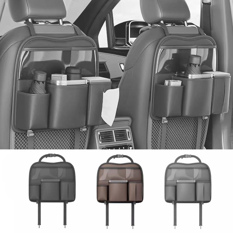 SEAMETAL Сумка для хранения на спинку сиденья автомобиля из ПУ кожи, органайзер на спинку сиденья автомобиля, коробка для салфеток, водонепроницаемая урна