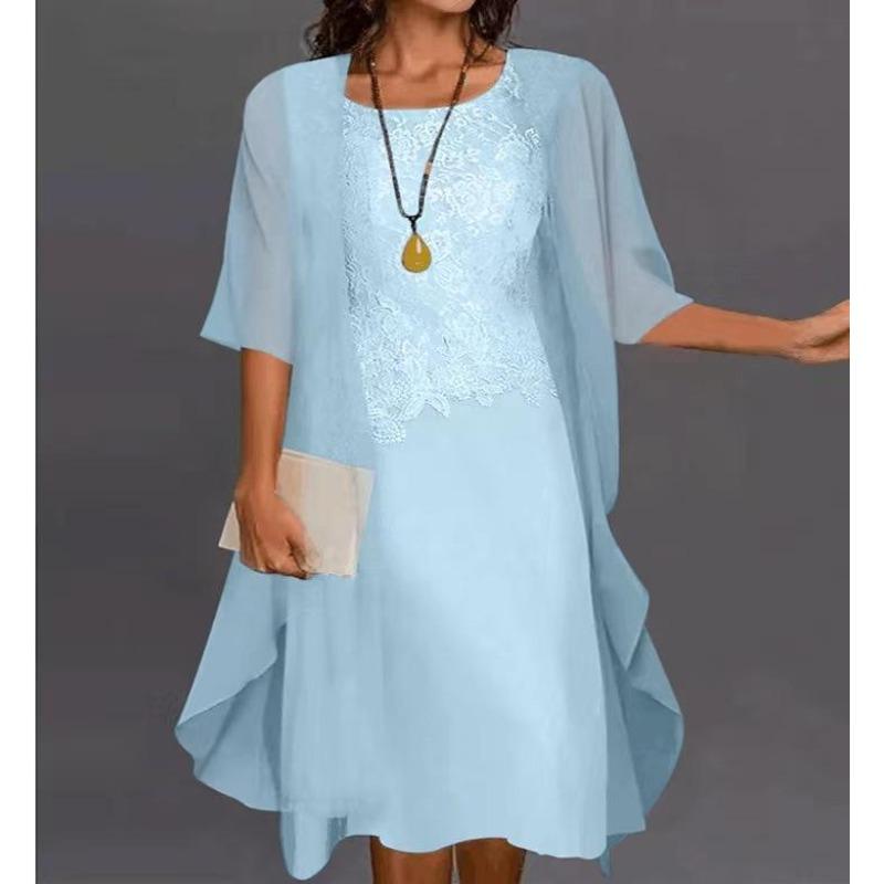 Женское многослойное кружевное платье миди с расклешенными рукавами, в нескольких цветах