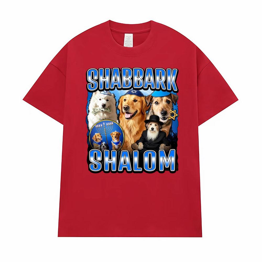 Vintage Classic Shabbark Shalom Jewish Dog Print T-Shirt Unisex Women Oversized Loose Short Sleeve T Shirts Casual Fashion T-Shirts