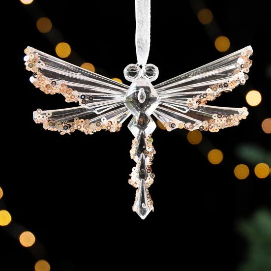 Рождественское акриловое подвесное украшение с блестками Прозрачный Олень Бабочка Тыква Карета Снежинка Стрекоза