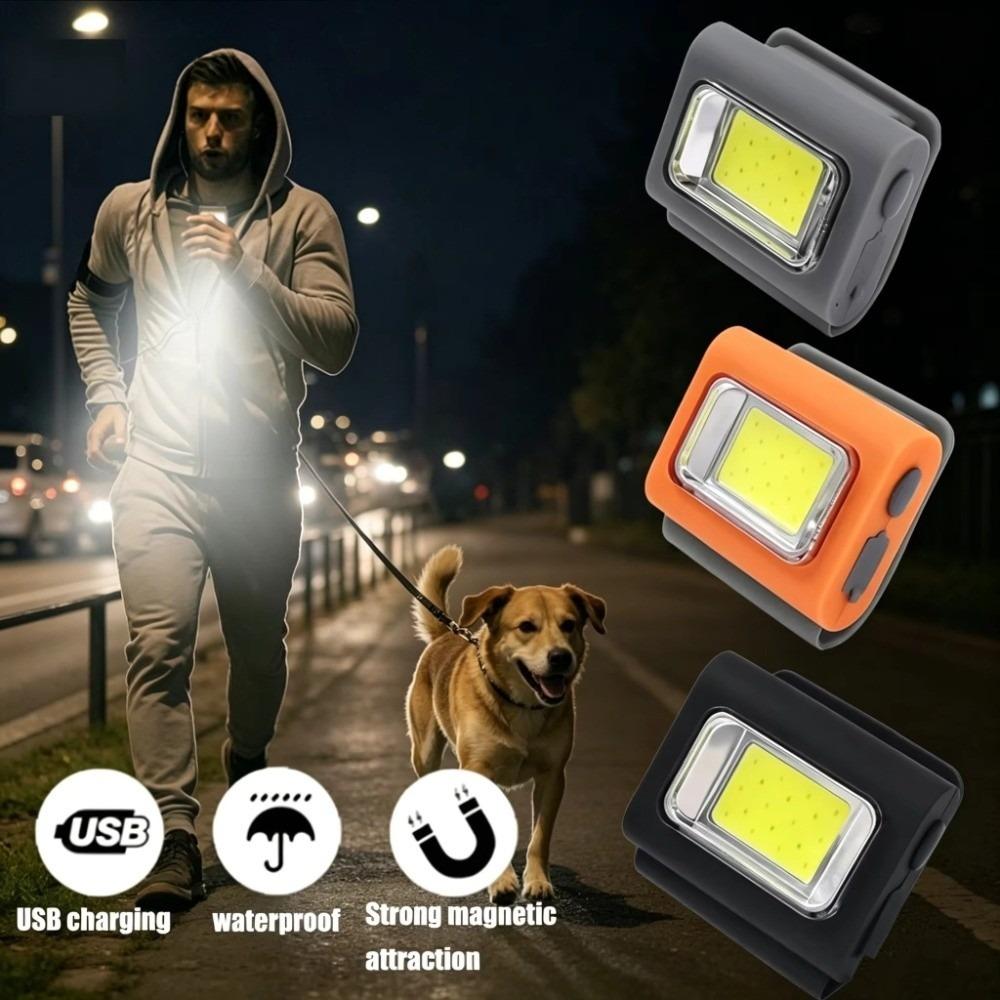 Waterproof LED Safety Lights USB rechargeable Walking Lamp Portable Run Light Camping