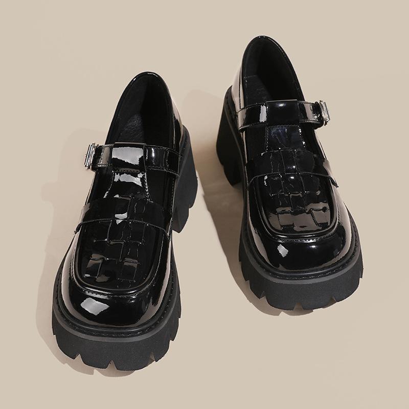 Осень новые туфли в студенческом стиле на толстом каблуке, на высоком каблуке, на толстой подошве, с круглым носком, в стиле ретро Мэри Джейн, женские, женская обувь большого размера -4