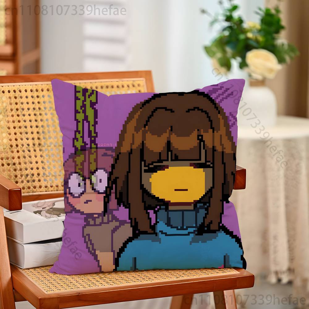 Game Frisk UUndertale Funny Pillow Case Antidustmite Pillowcase Invisible Zipper Silky Short Plush Sofa Cushion Cover