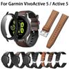 Силиконовый кожаный ремешок и чехол для Garmin Vivoactive 5 Защитный бампер из ПК для Garmin Active 5 Ремешок для браслета