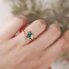 ETSY New gold-plated star and moon couple rings for women Simple and stylish green diamond ring, a trendy European and American accessory