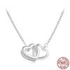 S925 Sterling Silver Double Heart Pendant Necklace Clavicle Chain Link for Women Party Jewelry Valentine's Day Gift