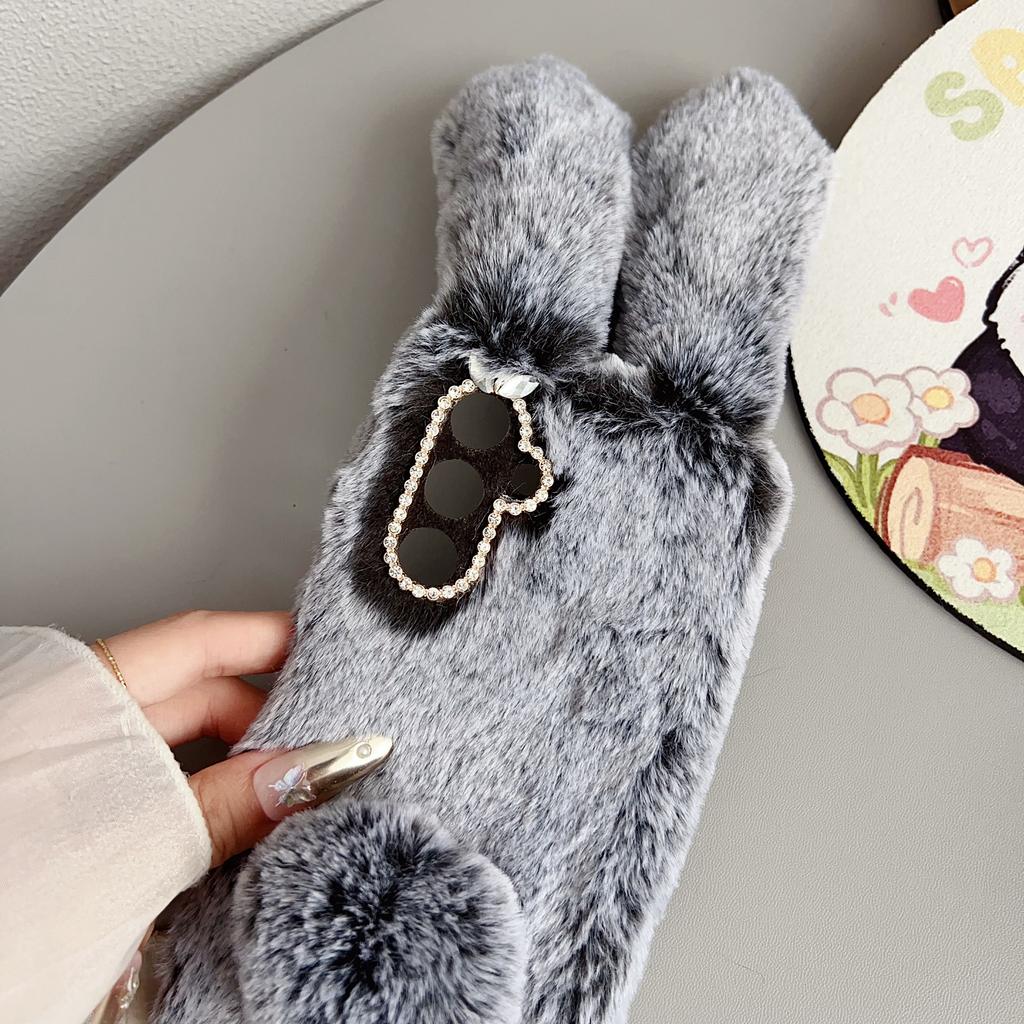 Плюшевый милый кролик зимний пушистый чехол для телефона из ТПУ для Samsung Galaxy S25 FE