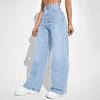 High Waist Denim Pants for Women Stretchy Wide-Leg Jeans with Pockets