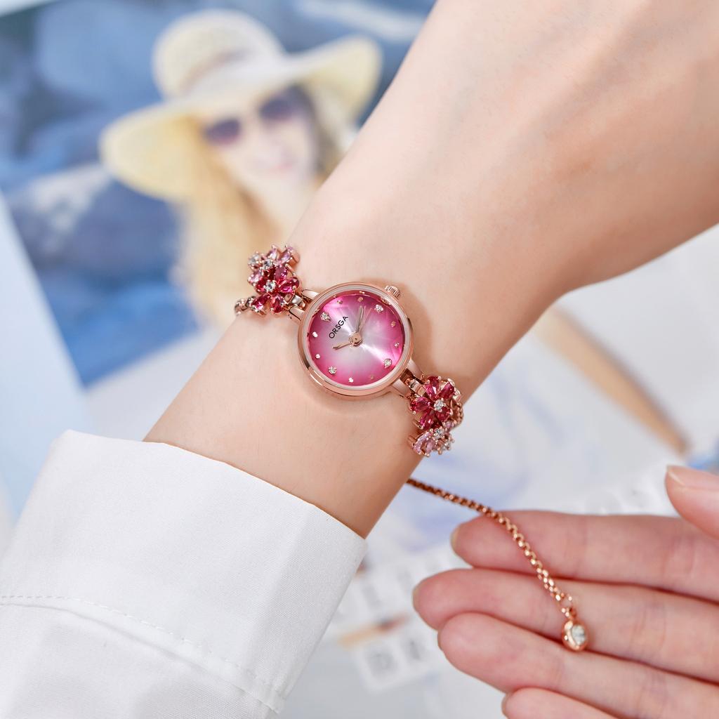 UTHAI Женские часы Бренд Легкая Роскошь Фиолетовый Браслет Цепочка Наручные часы Зеленый Красный Водонепроницаемые Женские Модные Часы Часы Подарок