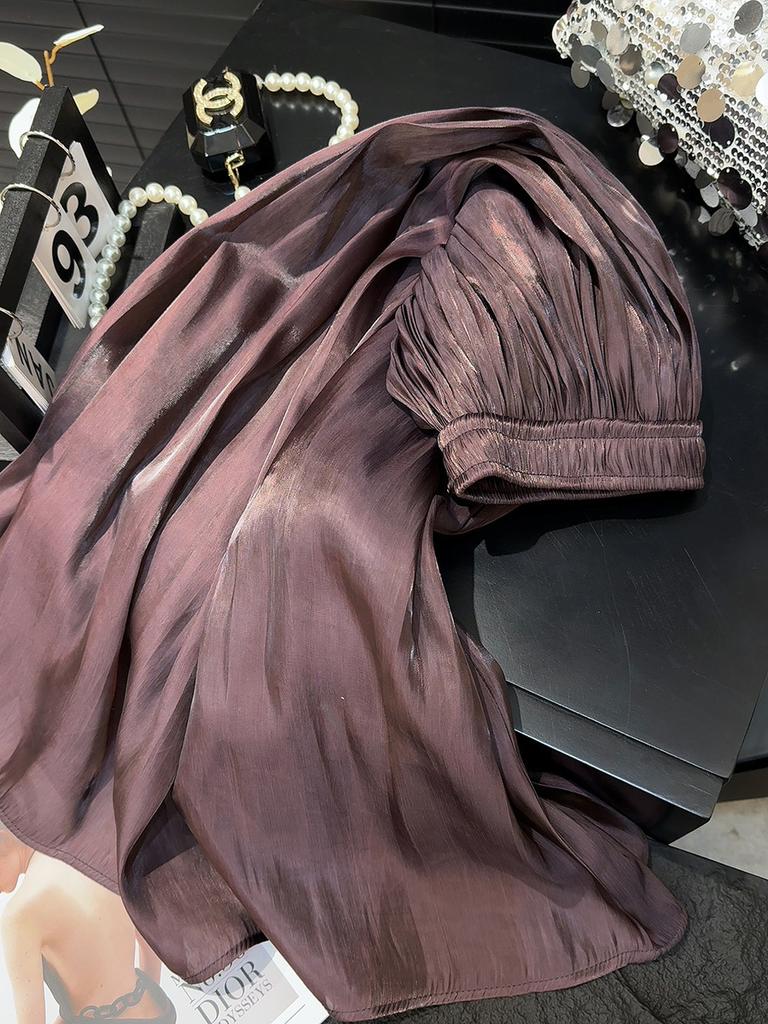 Юбка-плиссе из перламутровой пряжи в складку, летняя женская, средней и длинной длины, с высокой талией, новинка 2025 года