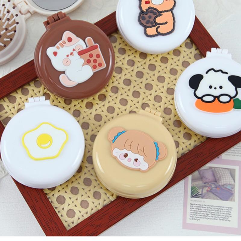 Симпатичные мини-складные гребни для волос с зеркалом, портативные для путешествий, массажная расческа для женщин и девочек, щетки для волос, аксессуары для укладки